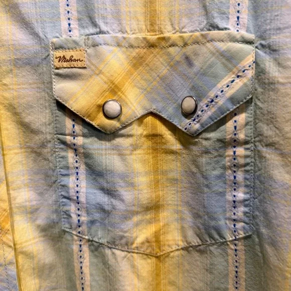 Larry Mahan Cowboy Collection Plaid Pearl Snap Shirt Men's L Western - Picture 1 of 8